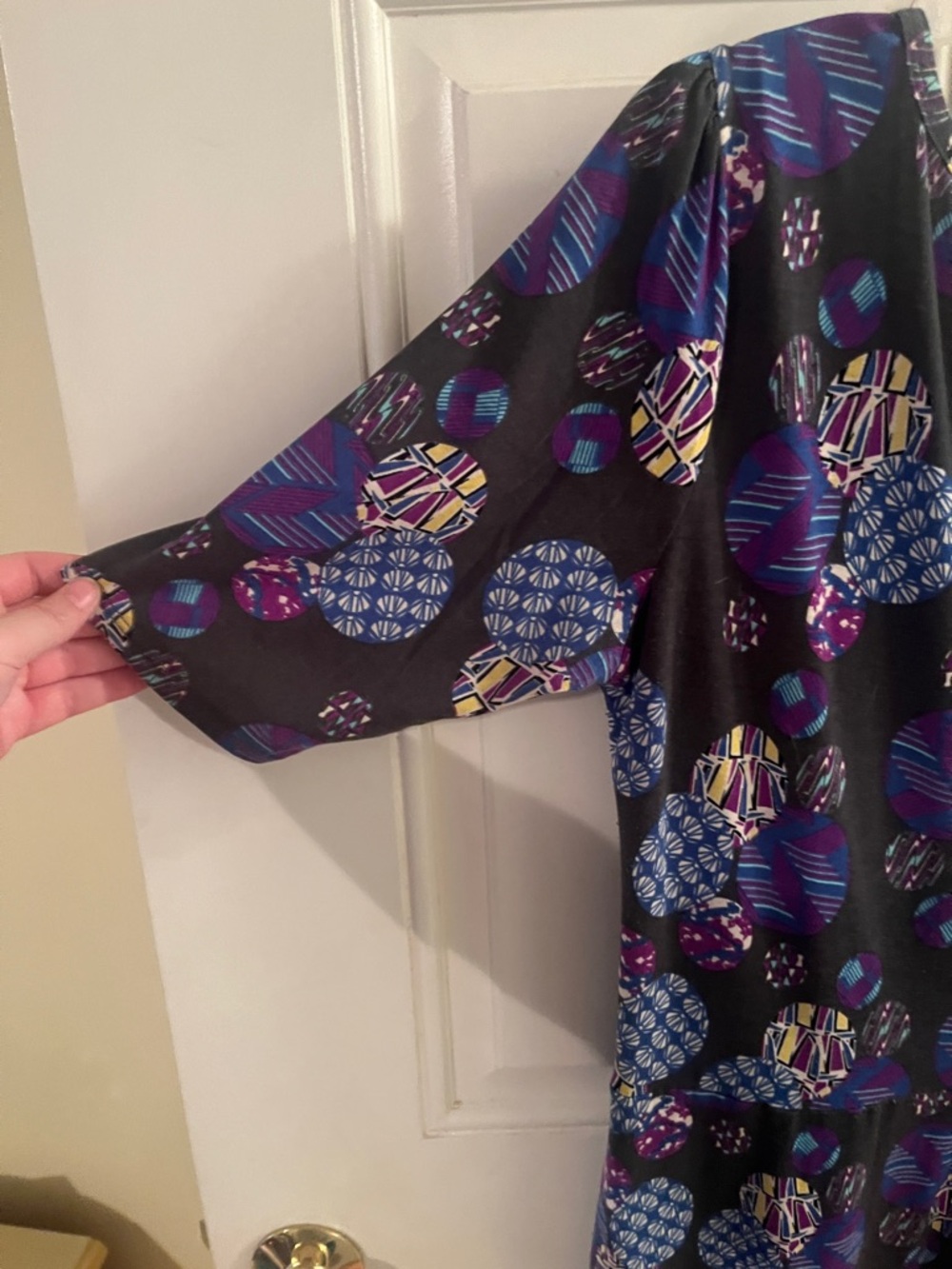 LuLaRoe Purple Patterned Maxi Dress with Multicolor Circles - Picture 6 of 6